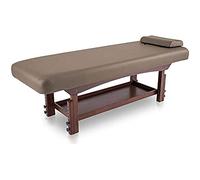 QUIRUMED Camilla de SPA Fija de Madera, Color Visón, Cama de Masaje, Altura Regulable, Polipiel, Cojín, Orificio Facial, Base Color Wengué, Estable, Tapizado Alta Densidad