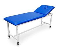 QUIRUMED Camilla Fija, Regulable en Altura, Color Azul, 185 x 62 cm, Acero, Polipiel, Respaldo abatible, Agujero Facial, Patas Ajustable a desniveles del Suelo, hasta 120 kg