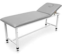 QUIRUMED Camilla Fija, Regulable en Altura, Color Plata, 185 x 62 cm, Acero, Polipiel, Respaldo abatible, Agujero Facial, Patas Ajustable a desniveles del Suelo, hasta 120 kg