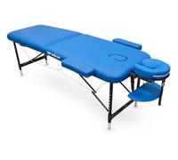 QUIRUMED Camilla Plegable de Aluminio WELLCORE, 185 x 60 cm, Altura Regulable, con Reposabrazos y Bolsa de Transporte, Color Azul