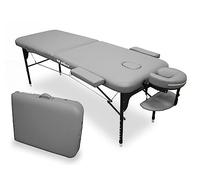 QUIRUMED Camilla Plegable de Aluminio WELLCORE, 185 x 65 cm, Polipiel, Altura Regulable, Cabezal articulado, Agujero Facial, Brazos Laterales, Color Plata, Mochila de Transporte, hasta 225 kg