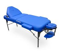QUIRUMED Camilla Plegable de Aluminio WELLCORE, 185 x 65 cm, Respaldo Abatible, Tapizado 14 cm, Altura Regulable, con Cabezal y Bolsa de Transporte, Color Azul