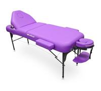 QUIRUMED Camilla Plegable de Aluminio WELLCORE, 185 x 65 cm, Respaldo Abatible, Tapizado 14 cm, Altura Regulable, con Cabezal y Bolsa de Transporte, Color Morado