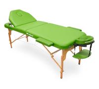 QUIRUMED Camilla Plegable de Madera WELLCORE, 195 x 70 cm, Respaldo Abatible, Altura Regulable, con Cabezal, Reposabrazos y Bolsa de Transporte, Color Verde
