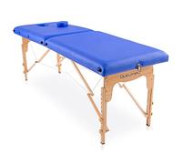 QUIRUMED Camilla Plegable de Masaje y Fisioterapia, Madera Basic 180 x 60 cm, Portátil Para Tatuaje, con Agujero y Tapón Facial, Color Azul