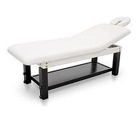 QUIRUMED Camilla SPA y Estética de Madera con Respaldo abatible, Altura Regulable, Acolchado Alta Densidad, Cabezal Extraíble, Ideal para Masajes y Tratamientos, 184x70 cm, Color Blanco