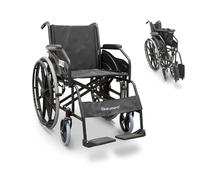 QUIRUMED Silla de ruedas plegable EASY STYLE, Acero, Ancho 46 cm, Fácil plegado, Aros autopropulsores, Reposapiés abatibles, Asiento acolchado, Frenos manuales, Para mayores, Para minusválidos