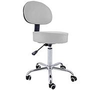 QUIRUMED Taburete con Respaldo, Base cromada, 5 Ruedas y elevación a Gas, Color Plata, Estructura metálica, Polipiel, Relleno Alta Densidad, Altura Regulable, hasta 150 kg