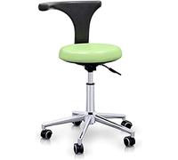 QUIRUMED Taburete con Respaldo ergonómico, Profesional, Color Verde Pastel, Estructura en Acero Inoxidable, Polipiel, Base con Ruedas, Asiento Regulable en Altura, hasta 120 kg