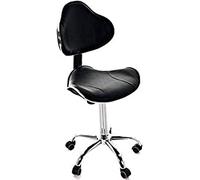 QUIRUMED Taburete ergonómico con elevación a Gas, Base con 5 Ruedas, Color Negro, Regulable en Altura, Estructura en Acero Cromado, Polipiel, Estética, Fisioterapia, Centros médicos, Oficina