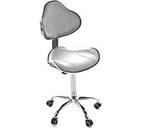 QUIRUMED Taburete ergonómico con elevación a Gas, Base con 5 Ruedas, Color Plata, Regulable en Altura, Estructura en Acero Cromado, Polipiel, Estética, Fisioterapia, Centros médicos, Oficina
