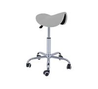 QUIRUMED Taburete Pony 5 Ruedas, Base cromada, Color Plata, Tapizado en Polipiel, Regulable en Altura, Ligero, diseño ergonómico, Giratorio, hasta 150 kg