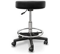 QUIRUMED Taburete tapizado Regulable, con Aro reposapiés, Ajustable y elevación a Gas, Color Negro, Polipiel, Giratorio, hasta 135 kg