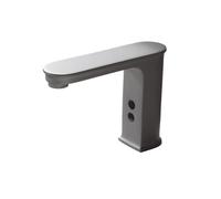 Quirxio Grifo de baño inteligente sin contacto, cuerpo de latón gris, mezclador de frío/calor, doble potencia