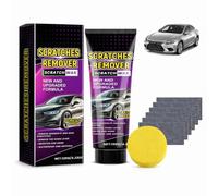 Quita Arañazos Coche 120g,Kit Reparador de Arañazos para Coche con 6 Paños Nano y Esponja Pulidora,Pasta Pulir Coche para Carrocería,Pulimento Coche para Restaurar Brillo,Reparación de Pintura y Faros