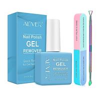 Quita Esmalte Semipermanentes Para Uñas, Removedor Esmalte Semipermanente Tener Polish Scraper and Nail Buffer Block - Eliminación Segura y Rápida del Esmalte de Uñas en Gel, 15ml