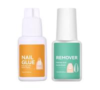 Quitador de pegamento para uñas postizas - Secado rápido y de larga duración, kit de pegamento para uñas acrílicas y eliminador - Para reparación y decoración de manicuras, rotas y falsas, mujeres