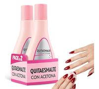 Quitaesmalte con acetona y aceites naturales,Ayuda a eliminar eficazmente los residuos de lacas de uñas convencionales, Hidratante de Uñas, Contiene 2 botes de 200 ml