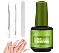 Quitaesmalte Semipermanente, 15 ml Removedor Esmalte Semipermanente con Empujador de Cutícula y Lima de Uñas, Removedor Esmalte Permanente, Magic Gel Remover Elimina Fácil y Rápidamente el Esmalte