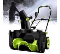 Quitanieves a batería con dirección de Descarga Ajustable a 180° | Paso de 50 cm, profundidad 25 cm, lanzamiento hasta 7,6 m, motor sin escobillas y luces LED integradas(4 batteries)