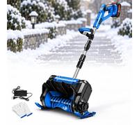 Quitanieves a batería de 30 cm con Motor sin escobillas | 9800 rpm, altura de trabajo 17 cm, estructura plegable, arranque seguro, para porches y terrazas(Blue,1 Batteries)