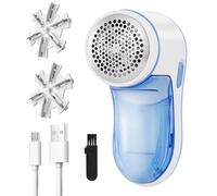 Quitapelusas Electrico Portátil con 2 Cuchillas Reemplazables, Adecuado para Ropa, Muebles, Ropa de Cama, Alfombra