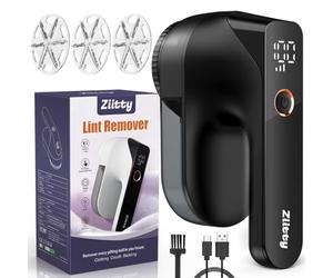 Quitapelusas Electrico Quita Pelusas Ropa - Ziitty Quita Bolas de la Ropa, Pantalla LCD, Carga por Type-C, 6 Hojas, Cuchilla de Quitapelusas Recargable Potente y Eficiente para Ropa y Muebles, Negro