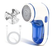 Quitapelusas Eléctrico Recargable USB Azul,Removedor de Pelusa Portátil con 1 Cuchilla de Repuesto,Anti-Pelusas para Ropa,Lana,Sofá y Jersey,Compacto y Potente