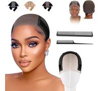 Quiteacross Wig Grip Cap, Wig Grip Band Wig Caps for Women, Adjustable Transparent Lace Front for Keeping Wigs in Place, Non-slip Glueless Wigs Gripper with Elastic Headband(Negro)