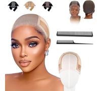 Quiteacross Wig Grip Cap, Wig Grip Band Wig Caps for Women, Adjustable Transparent Lace Front for Keeping Wigs in Place, Non-slip Glueless Wigs Gripper with Elastic Headband(Beige)