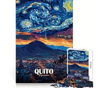 Quito, Ecuador︰ Rompecabezas de Paisaje Urbano Nocturno Estrellado de 1000 Piezas para Adolescentes Fortalece la Memoria, Calma, relajación, Bordes Suaves Regalo increíble (50x75cm)