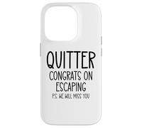 Quitter Congrats on Escaping Work Happy Retirement Coworkers Carcasa para iPhone 14 Pro