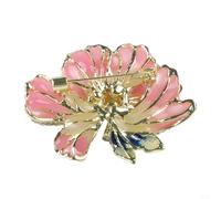 QuivyLivy Broche de flor de peonía esmaltado antiguo para mujer, pin de moda vintage para chaquetas, atuendo de boda y bufandas de seda, elegante broche morado/azul/rosa (rosa)