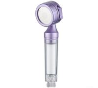 QuivyLivy Cabezal de filtro de ducha portátil de viaje, rociador desmontable de mano de 3 modos (lluvia/pulso/mezclado) para agua dura, flujo suave, ABS, blanco/morado/beige (C sku) (B)
