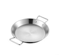 QuivyLivy Cacerola de acero inoxidable, olla de paella con asas dobles, fondo plano, espejo y pulido mate, apto para horno, para sopas, guisos, paella (24 cm)