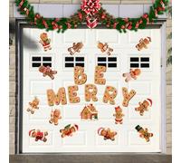 QuivyLivy Decoración de garaje con letras alegres y brillantes, juego de calcomanías de puerta de Navidad, calcomanías de puerta navideñas fáciles de aplicar para interiores y exteriores, diseño