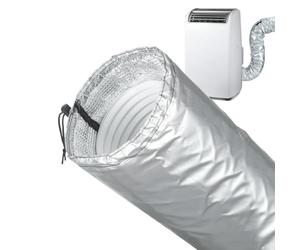 QuivyLivy Funda de aislamiento de manguera de aire acondicionado, cubierta de tubo de escape resistente al calor para unidades portátiles de CA, escudo plateado impermeable con cierres de nailon para