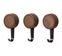 QuivyLivy Gancho con ventosa de madera de nogal, colgador adhesivo sin taladro, con capacidad de carga resistente de 5 kg, para superficies lisas, gancho de pared reutilizable para baño (tres)