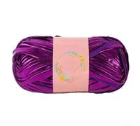 QuivyLivy Hilo brillante de cuero sintético para tejer y ganchillo, material de tira de gasa tejida a mano de poliéster suave para alfombras, macramé, cojines, manualidades de decoración del hogar