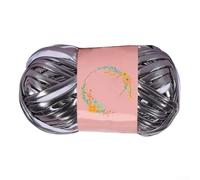 QuivyLivy Hilo brillante de cuero sintético para tejer y ganchillo, material de tira de gasa tejida a mano de poliéster suave para alfombras, macramé, cojines, manualidades de decoración del hogar