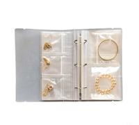 QuivyLivy Libro de almacenamiento de joyas con 100 ranuras de hojas sueltas, organizador transparente de polipropileno + PVC para aretes, anillos, collares, estuche de viaje con 50 bolsas selladas