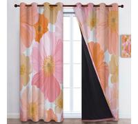 Quixora 2 x 140 x 245 cm Cortinas Opacas para Dormitorio Sala de Estar, Estampado Años 70 Retro Medieval Floral - Aislamiento Térmico Cortinas Ahorro de energía con ollados