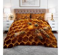 Quixora Abeja Colmena Naturaleza Animal Salvaje Edredón 260 x 240 cm, Transpirable y Supersuave, 4 Estaciones, con 2 Fundas de Almohada, para Cama Matrimonial, 400 g/m²