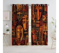 Quixora Colorido 2 Paneles 245 Pulgadas de Largo, Máscara Africana Símbolo Vintage 100% Cortinas Opacas para Dormitorio y Sala de Estar, con Aislamiento Térmico Cortinas Ahorro de energía