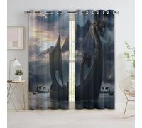 Quixora Cortinas Opacas con Ojales 2 Paneles 140 x 245 cm, Retro Buque de Guerra, Térmicas y Acústicas, para Dormitorio, Sala de Estar, Oficina, Habitación Infantil o Juvenil