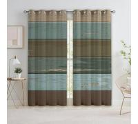 Quixora Cortinas Opacas con Ojales, Suaves y ahorradoras de energía Verde-Marrón Viejas Tablas Minimalista Vintage Cortinas con Anilla Superior para Dormitorio y Sala de Estar 117 x 229 cm, 2 Paneles