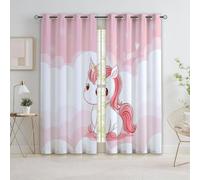 Quixora Cortinas Opacas con Ojales Unicornio Nubes Cuento de Hadas, Cortina Oscurecedora para Sala de Estar, Decoración de Dormitorio, Cortinas Térmicas Aislantes 2 Paneles 91.5 x 214 cm