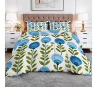 Quixora Cuadrícula Floral Medieval Vintage Edredón Estampado 4 Estaciones para Cama Matrimonial, Edredones Hipoalergénicos Reversibles - Sin Funda, con 2 Fundas de Almohada de 50x75 cm