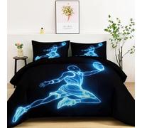 Quixora Deporte Jugador Baloncesto Edredón Estampado 4 Estaciones para Cama Matrimonial, Negro Edredones Hipoalergénicos Reversibles - Sin Funda, con 2 Fundas de Almohada de 50x75 cm