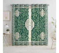 Quixora Floral Estilo William Morris Cortina Opaca para niños, Verde Cortinas para Dormitorio y Sala de Estar, 280 x 245 cm Cortinas térmicas con Ojales, Cortinas Decorativas Estampadas
